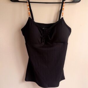 No Boundaries Black Camisole with Orange Beaded Straps